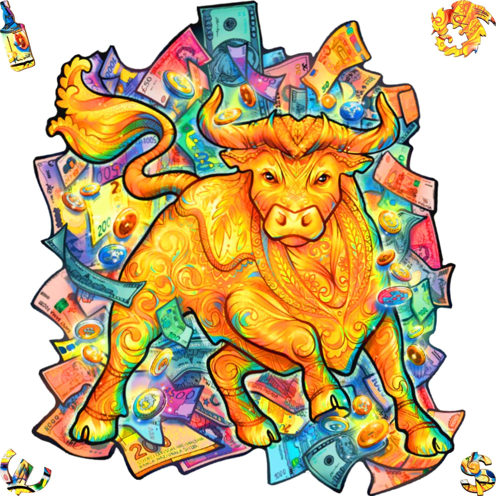 Wooden Jigsaw Puzzle Prosperous Bull